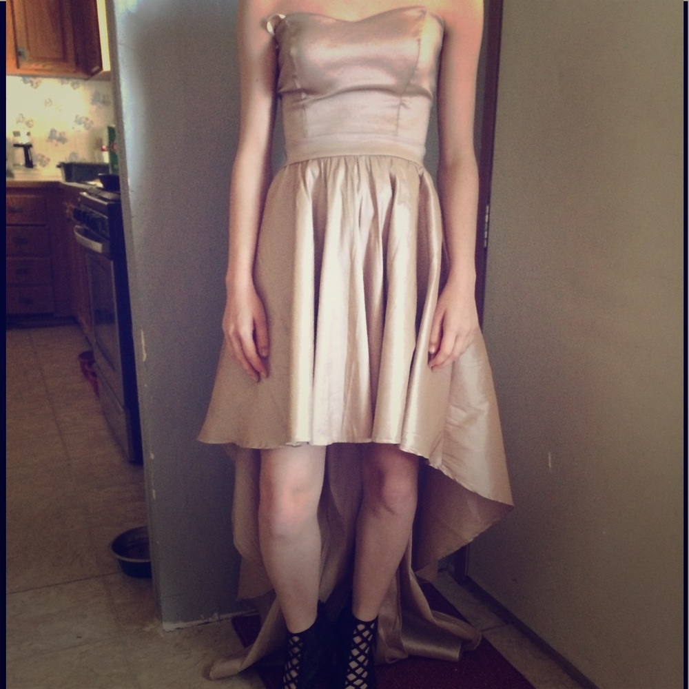 Champagne Hi-Low Prom Dress