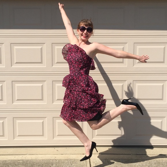 WHBM Strapless Floral Ruffle Dress - Picture 2 of 7