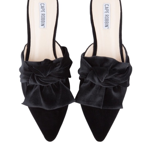 Fiona Black Velvet Pointy Toe Mules - Picture 8 of 8