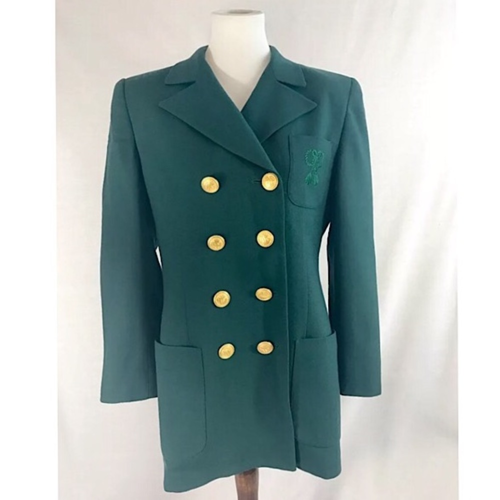 Vintage RARE Christian Dior Green Pea Coat 10