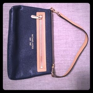 Michael Kors - navy and tan wristlet