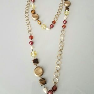 Gold and Tropical Beaded Necklace