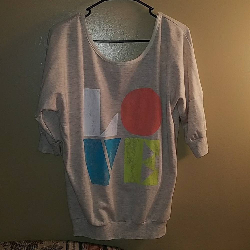 LOVE Print top with Cute cut out back