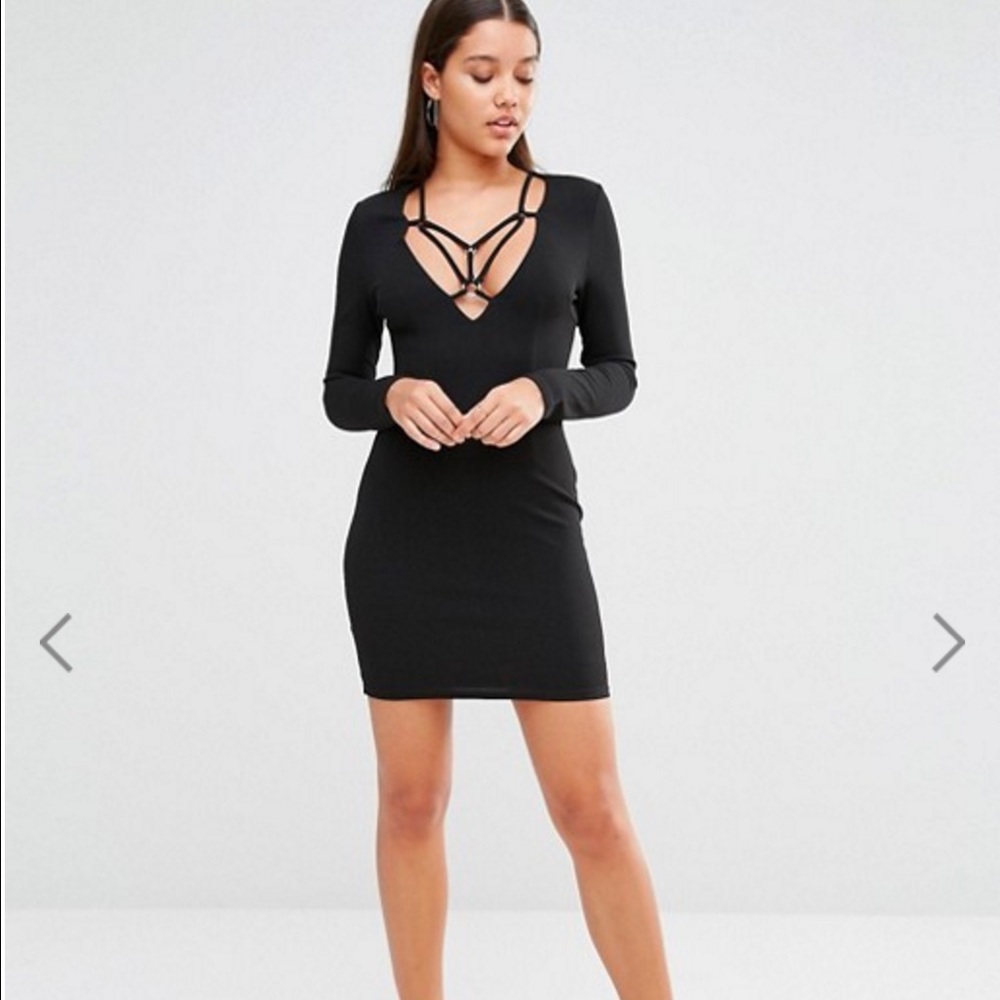 Asos Club L Plunge  Dress with Harness Detail