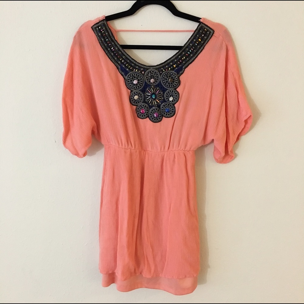 Filly Flair Coral Beaded Dress Size S