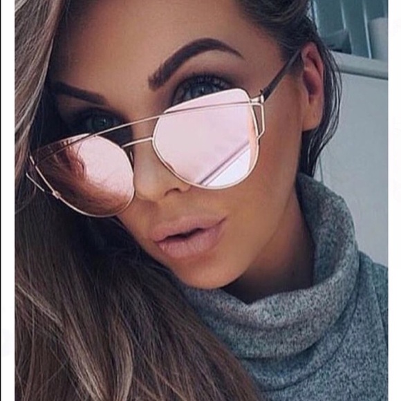 ✨ROSE GOLD✨BRIGHT PINK MIRRORED SUNGLASSES-NEW - Picture 8 of 10