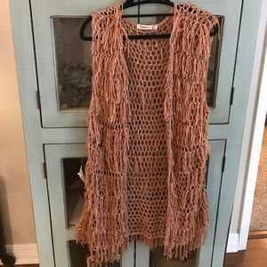 ***SOLD*** Umgee fringe vest cardigan mauve
