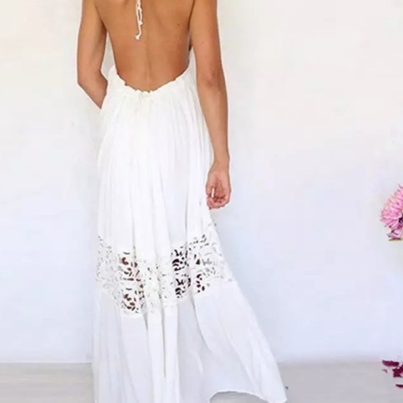 🌸BOHO white maxi halter dress🌸 - Picture 2 of 4