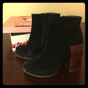 Women's Jeffrey Campbell chunky heel booties.