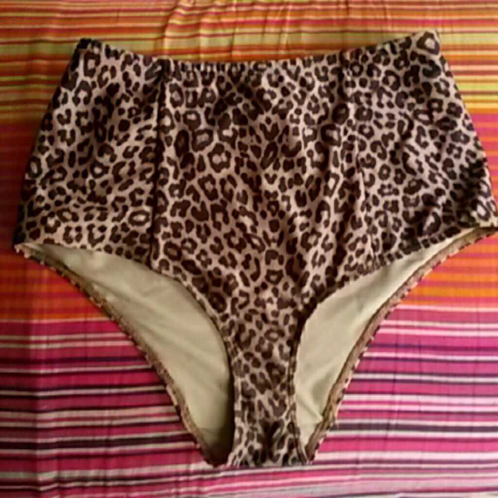 American Apparel high waist cheetah swim bottom L