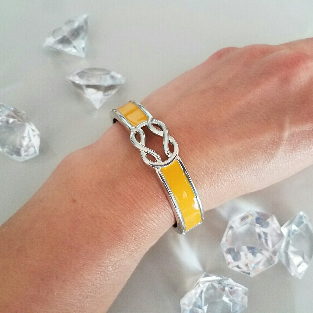 Lia Sophia Yellow Lacquer and Silver Knot Bracelet