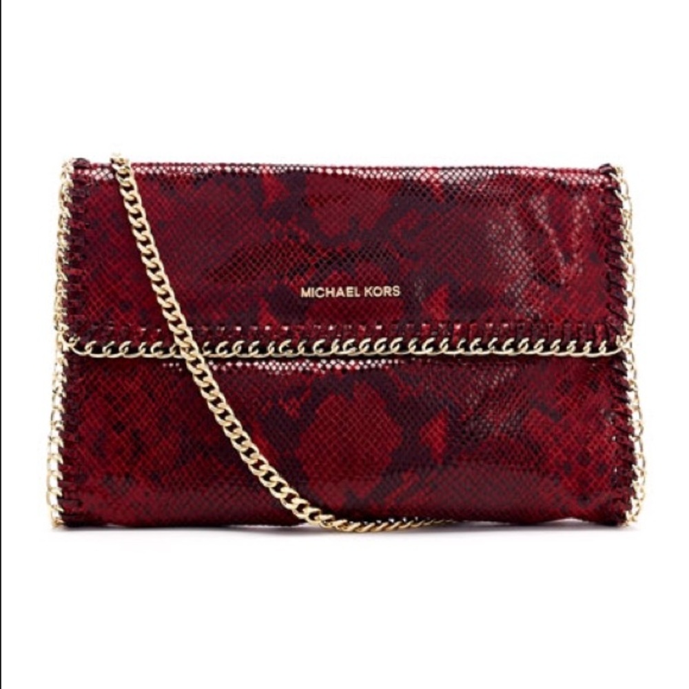 Michael Kors Red Chelsea Python-Embossed Bag