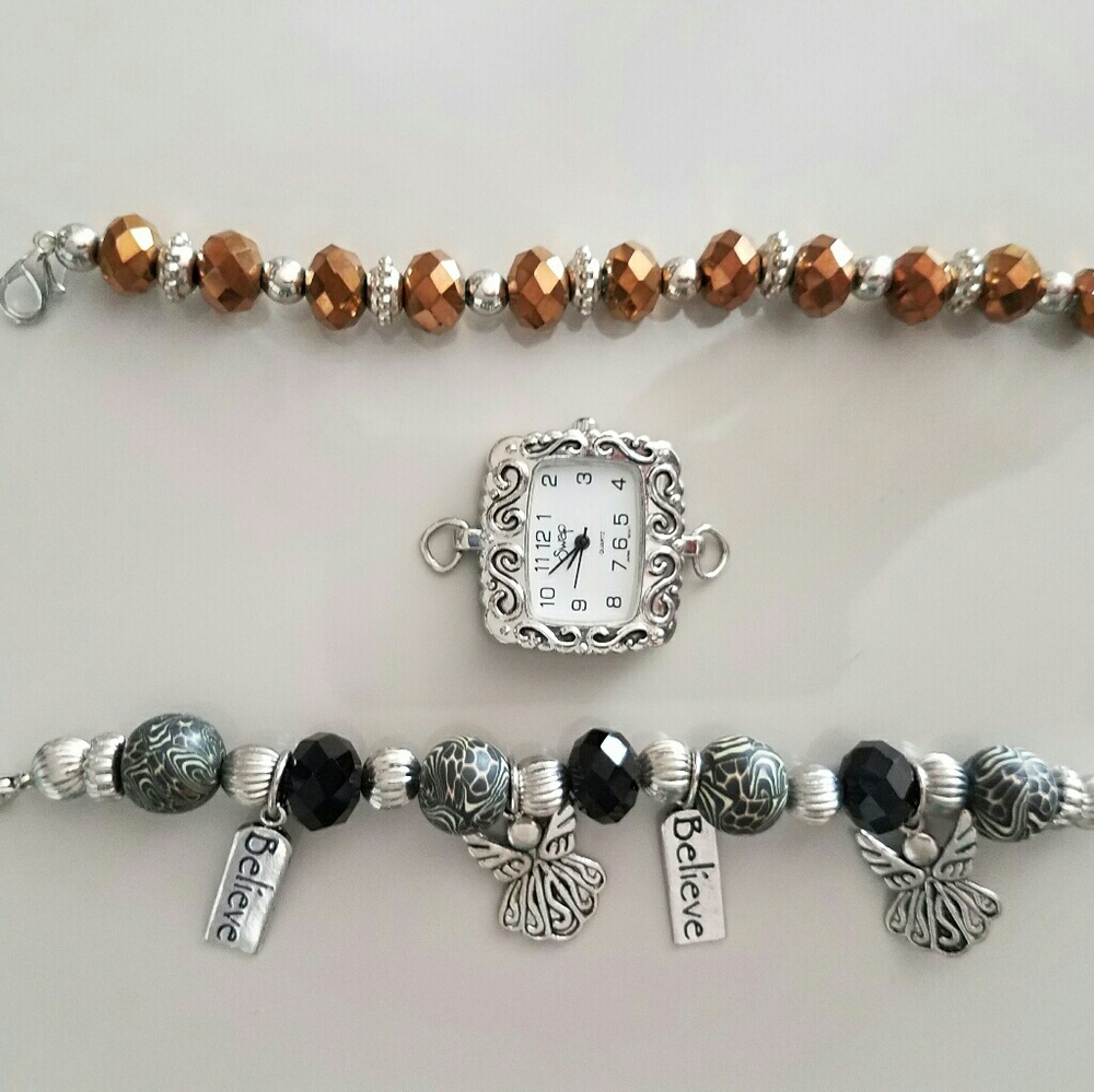 Interchange Jeweled Charm Bracelet Watch
