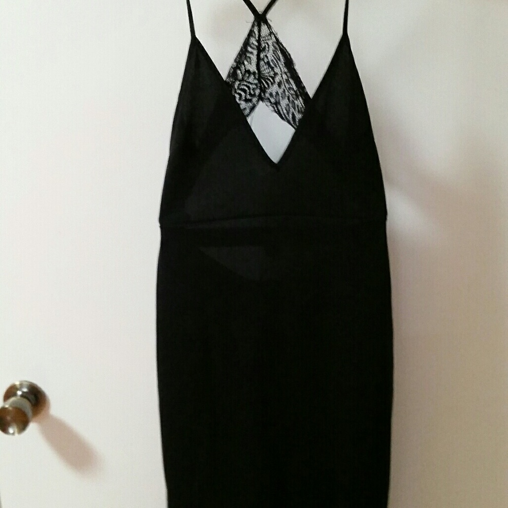 F21 Black Spaghetti Strap Plunge Dress