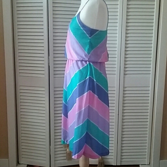 SOLD ON ETSY***H.P!!!**1970s Vintage Chevron Dress - Picture 4 of 6