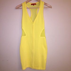 Yellow body mesh dress