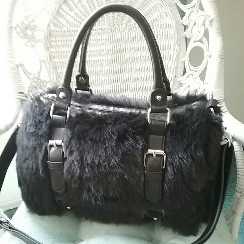 Express black  faux fur bag