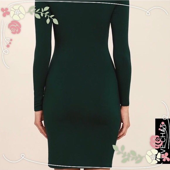 ✨ONE LEFT✨Dark Green long Sleeve Midi Dress - Picture 4 of 8