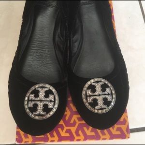 Tory burch ballet velvet with Swarovski