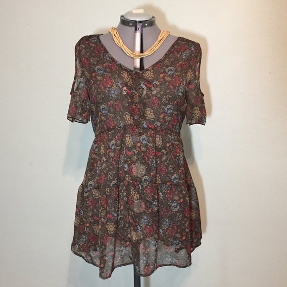 Band of Gypsies Tops - Band of Gypsies Sheer Flowy Boho Tunic