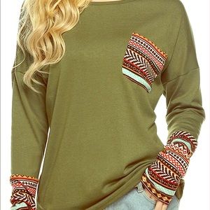 Long Sleeve Patchwork loose tee