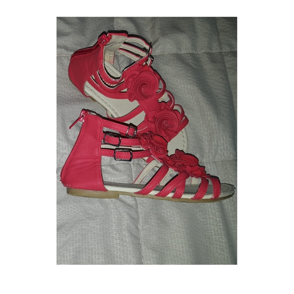 Little girl red gladiator sandals sz 11