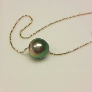 11mm Genuine Tahitian Pearl 16" Necklace 14k GF