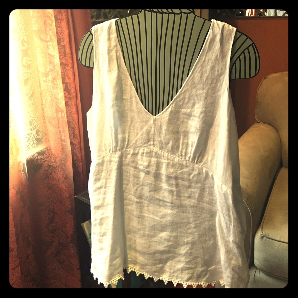 White Irish linen Talbots top