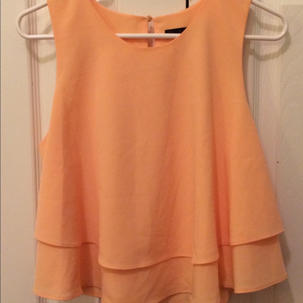 Zara Basic Small Peach Sleeveless Crop Top/ Blouse