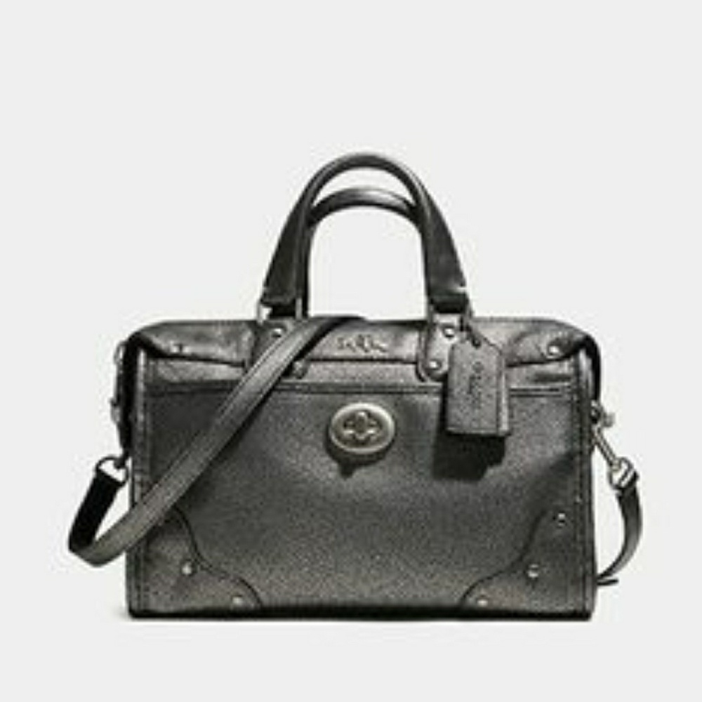 COACH Mini Metallic Leather Satchel