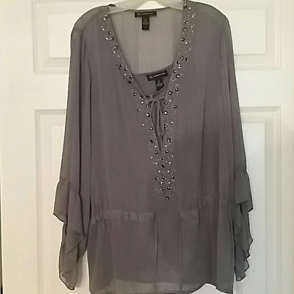 Grey Beaded Blouse