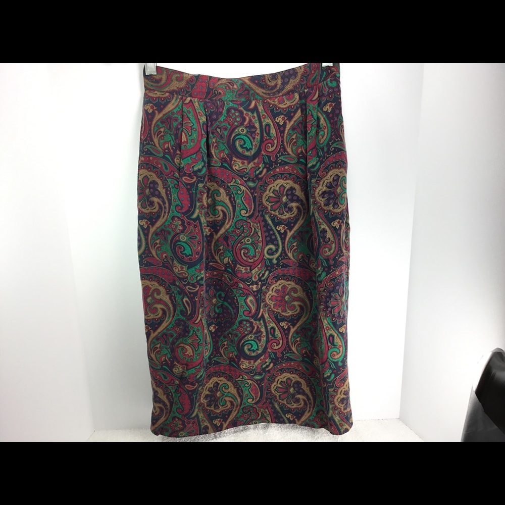 Talbots's Silk Below Knee Paisley Pockets Skirt 4