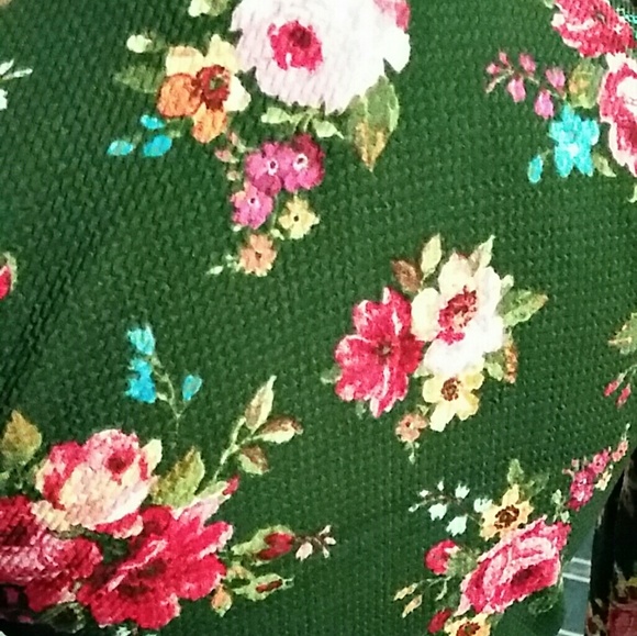 Cropped Green Floral Cardigan-Jacket - Picture 7 of 7