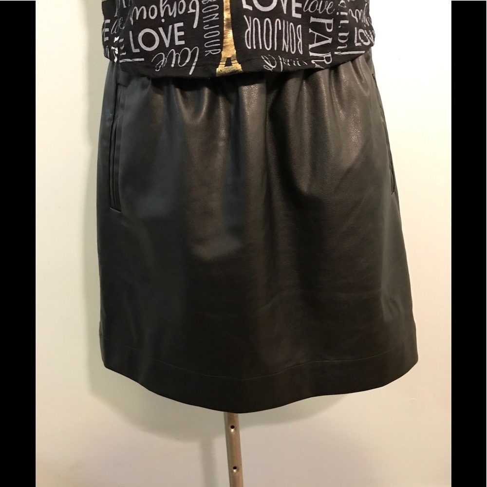 Loft Black Leather Look Mini Skirt