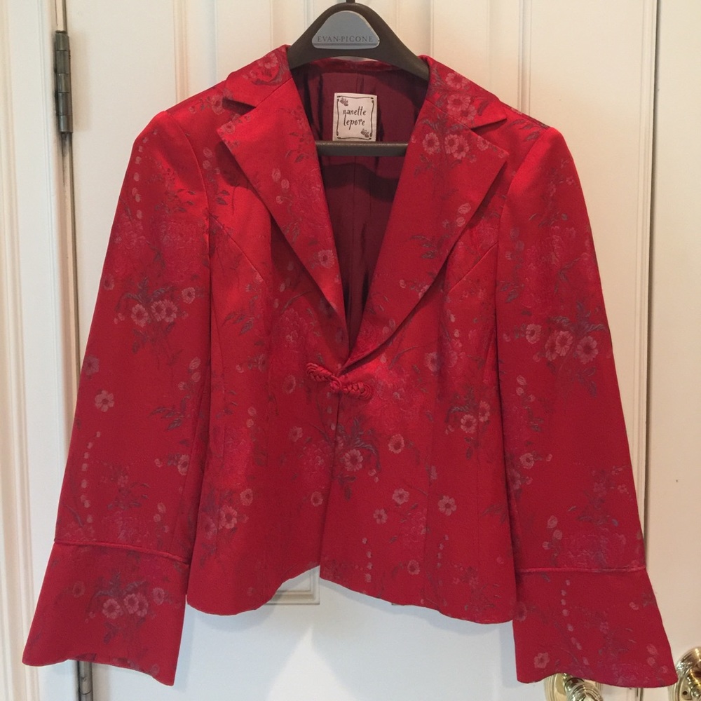 Nanette Lepore silk jacket and strapless dress