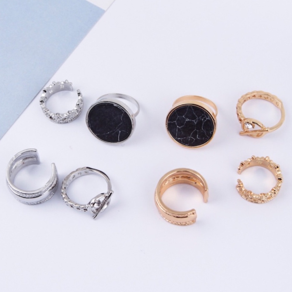 Silver Modern Punk Ring Set - Picture 4 of 4