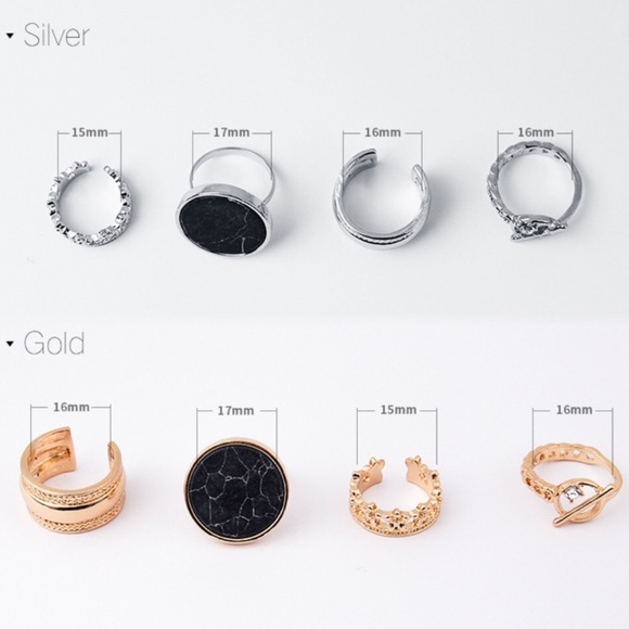 Silver Modern Punk Ring Set - Picture 3 of 4