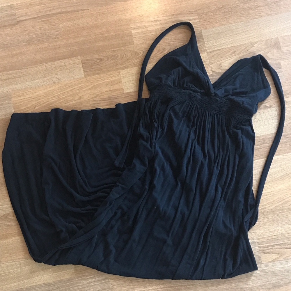 Black halter maxi dress
