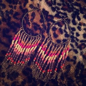 Bohemian/ tribal looking earrings. Very colorful!