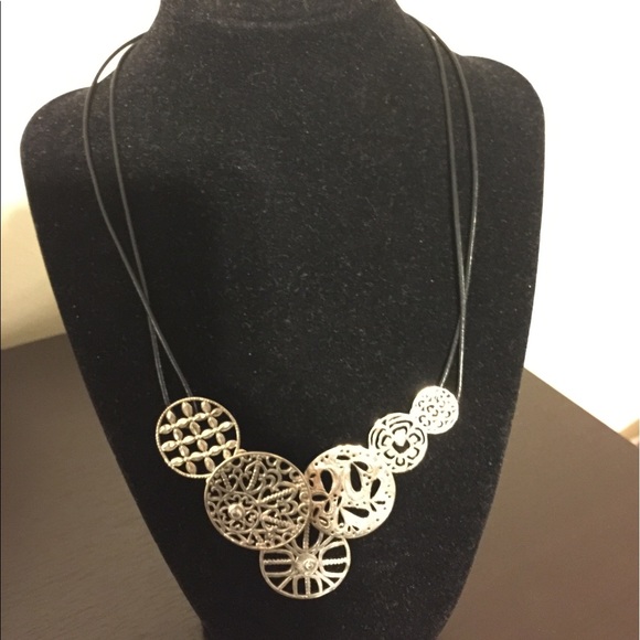 Silpada Filigree CZ .925 Sterling Silver Leather - Picture 1 of 2