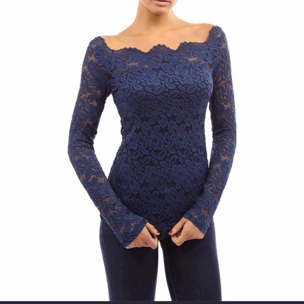 Sexy Off the Shoulder Lace Crochet Long Sleeve