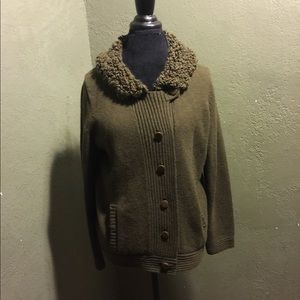 GAP Olive green wool blend sweater jacket