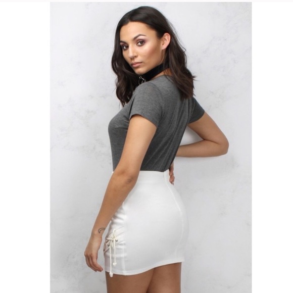 LOWEST⬇️NWT Rare London Asymmetrical Lace Up Skirt - Picture 5 of 5