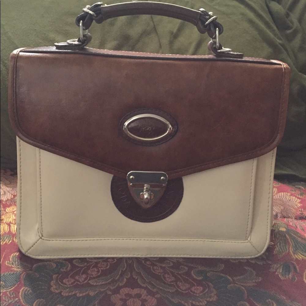 Vintage Italian Leather Lock Front Bag