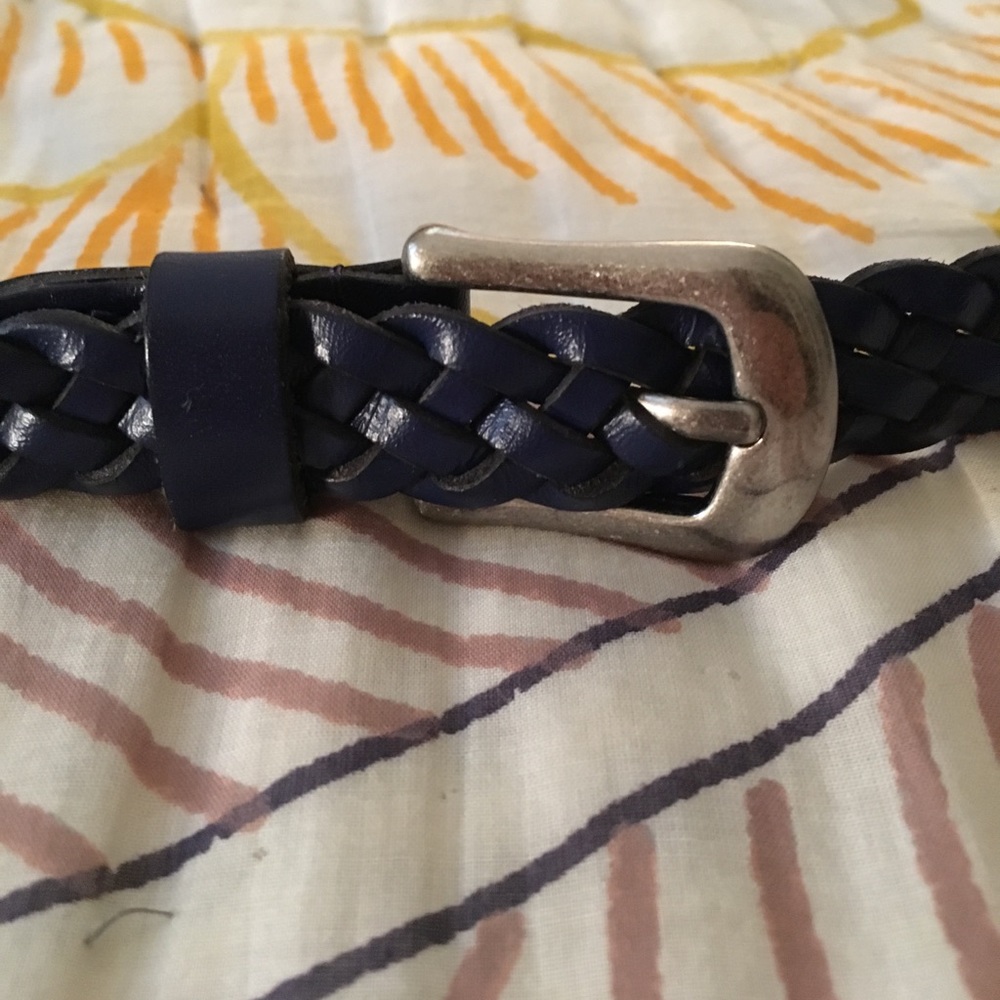 Navy Blue Faux Leather Braided belt