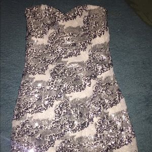 Windsor- sequined white and grey mini dress.