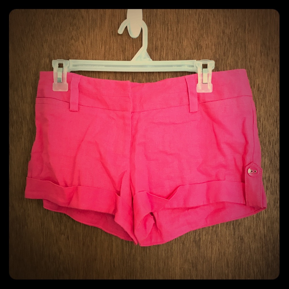 Pink Linen Cuffed Shorts - Forever 21