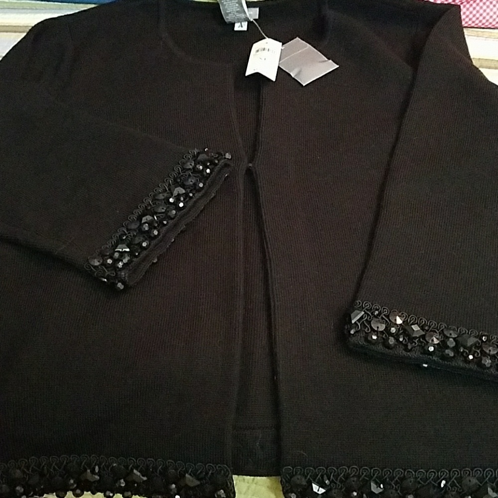 Ann Taylor black beaded sweater.