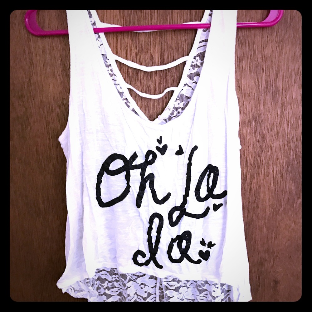 White hi-low printed tank