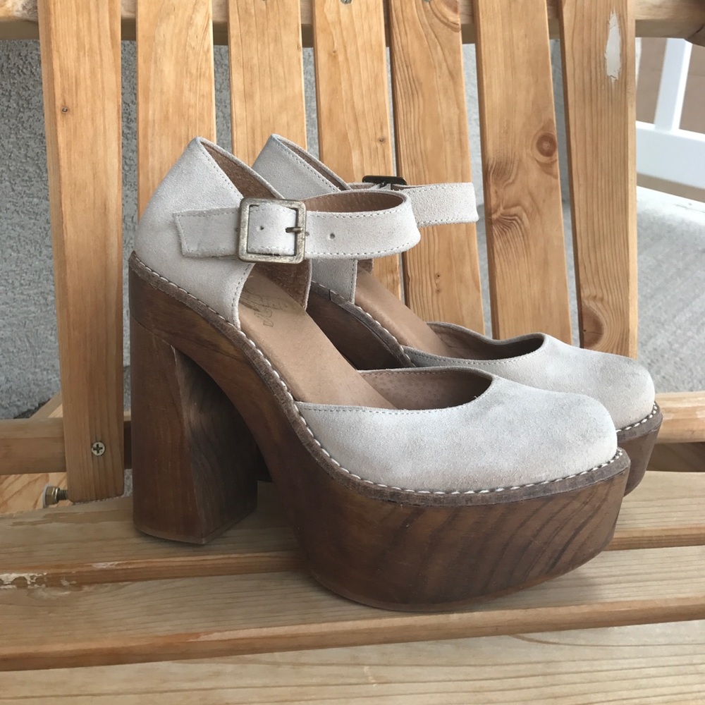 Freebird Poppy Chunky Heels 37 7 Cream Ankle Shoes